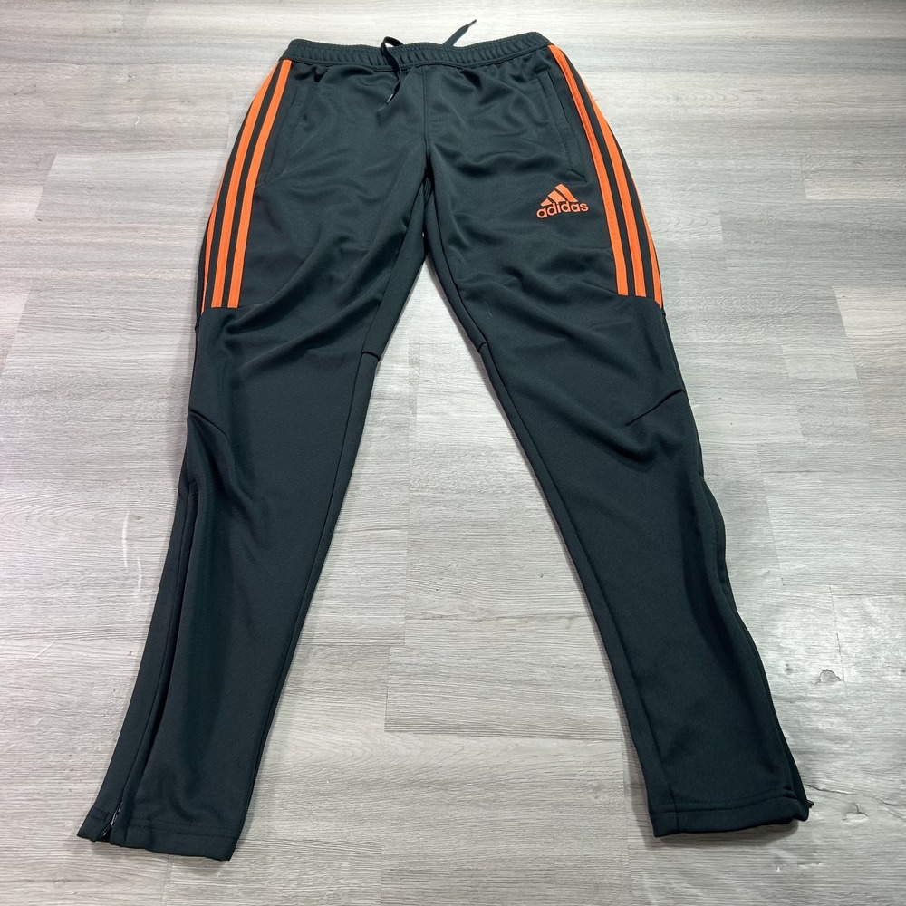 Adidas ClimaCool Track Pants Mens Small Black 3 Stripe Zip Hem Athletic CFT153